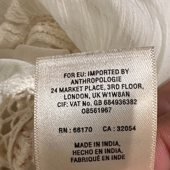 Size Small Anthropologie Boho Lace Peplum Top – Ivory/Cream box 4 - Picture 12 of 13